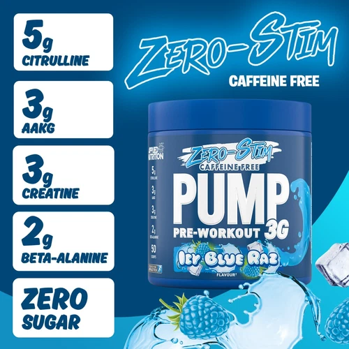 Stim Free Pre Workout Powder Pump 3G Creatine, Amino Acids, Vit B - 25 Servings