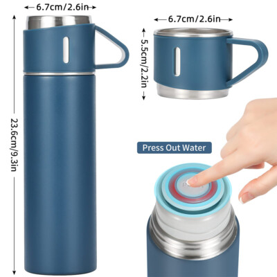 500Ml 304 Stainless Steel Vacuum Insulated Bottle Gift Set Office Coffee Mug New