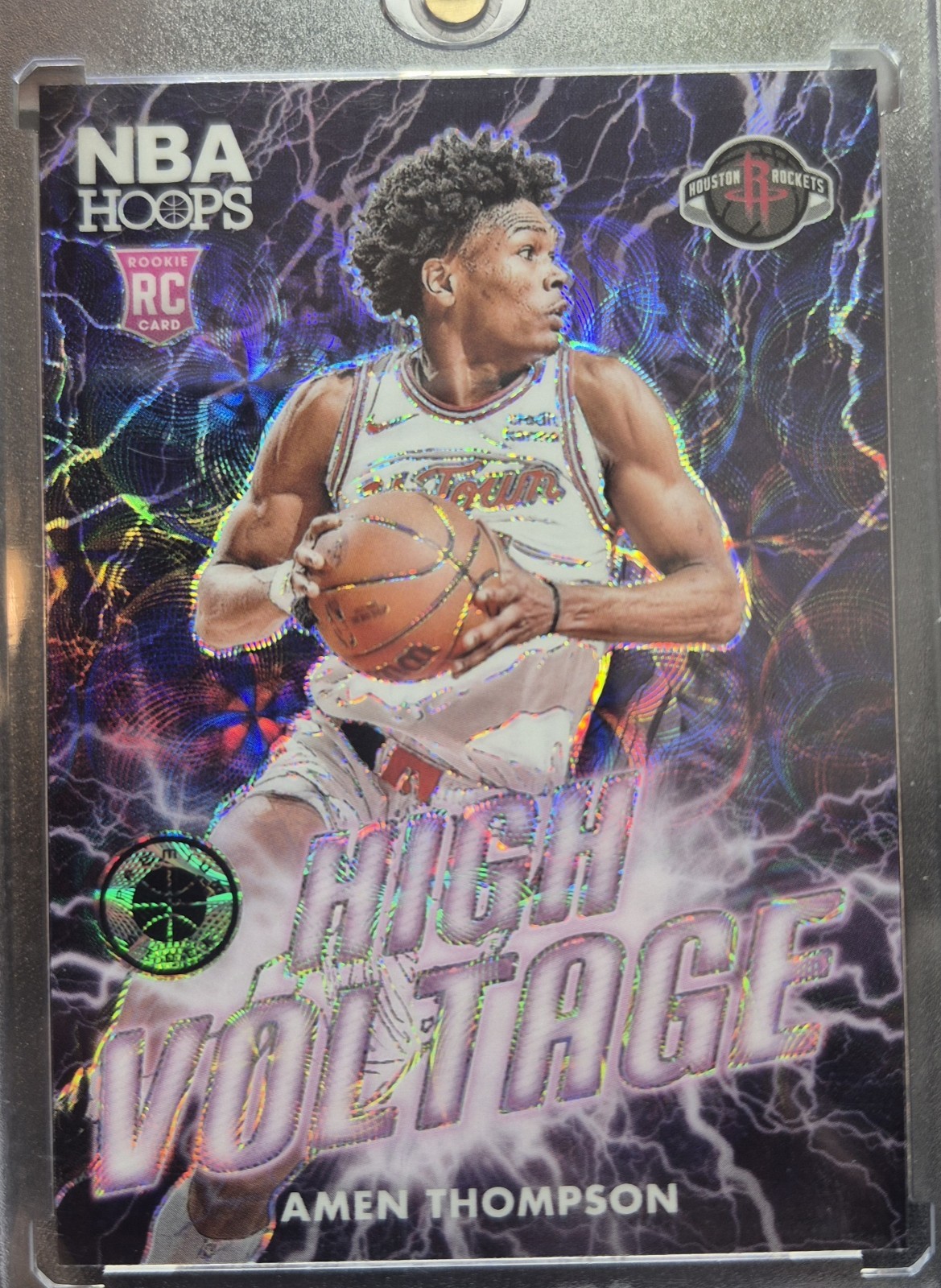 2023-24 NBA Hoops Premium Stock Amen Thompson RC High Voltage Case Hit SSP