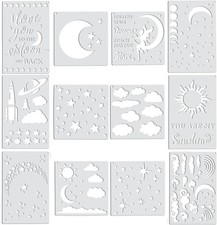 12 Pieces Moon and Star Stencil Clouds Stencil Reusable Star Template Planet Pla