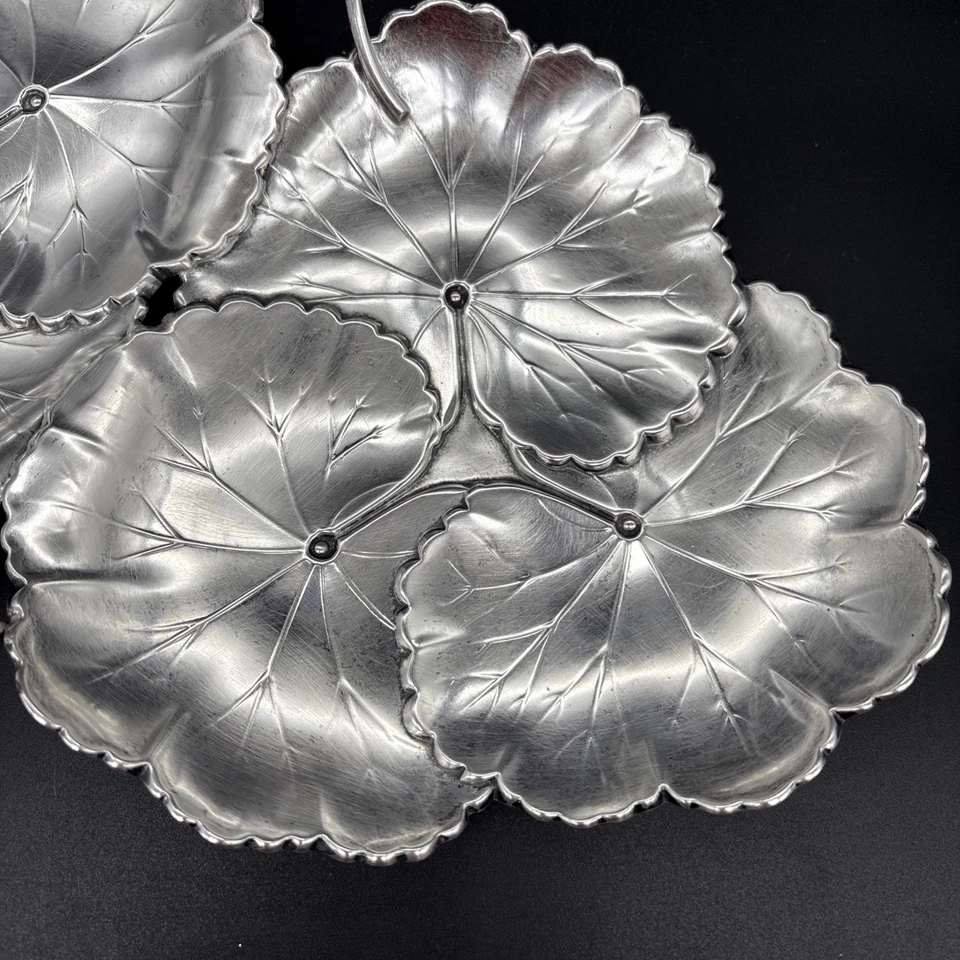 1930-е Reed & Barton серебро конфеты блюдо лист мотив с ручкой 103 - Изображение 3 из 4