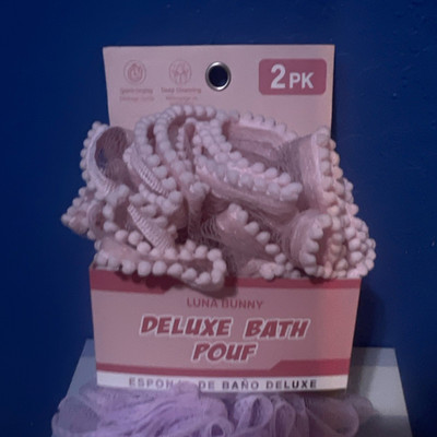 Luna Bunny Bath Poufs 2 Pack Pink & Purple Deep Cleansing Quick-Drying