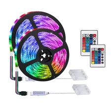 LED Strip with 24 Keys Remote Control, 2m Battery Powered Strip Lights for Pa...