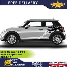 Union Jack Zipper Side Decal Kit For Mini Cooper R56 2014-17 Left Right Stickers