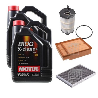 FEBI BILSTEIN Inspektionspaket 10L Motul 8100 X-clean+ 5W30 für Audi A4