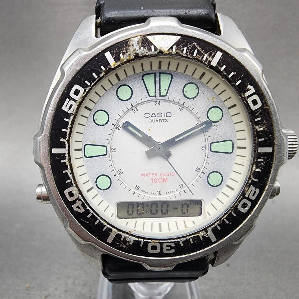 Casio AQ-600W Dive Watch Men 45mm White Dial Steel Analog Digital New Battery - Image 2 of 4