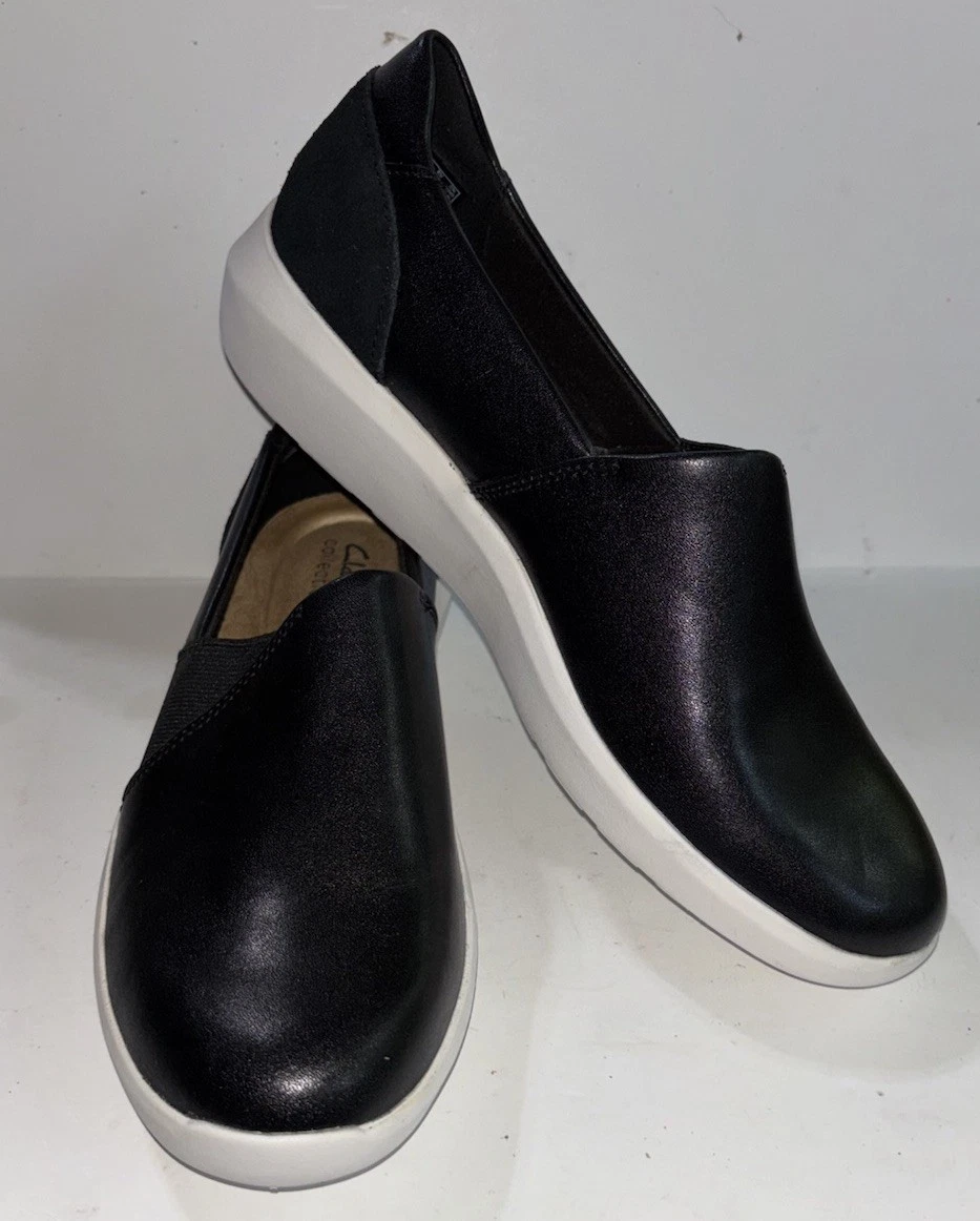 Clarks Collection KAYLEIGH STEP MOCASSINI BALLERINE SNEAKERS scarpe pelle nera 9 M