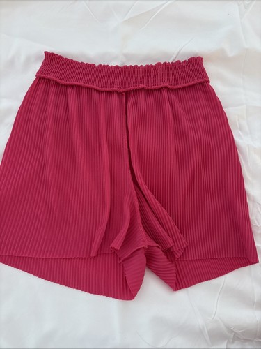 Zara Kids Girls Pleated Ribbed Flowey Pink Shorts Size 11-12 Stretchy Waistband - Picture 7 of 24