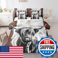 Erosebridal 7 Pcs Highland Cow Comforter Set King Sizevintage Marble Bed In A