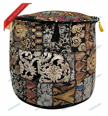 Indian Footstool Pouffe Cotton Ottoman Seating Cover Floral Bean Bag New