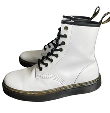 Dr. Martens Zavala Combat Boots White Leather Lace Up Size 7Womens/ 6 Mens