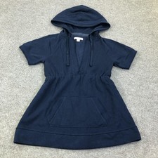 Aéropostale Sweater Dress Womens Small Blue Hoodie V Neck Fleece Mini Casual