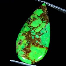 18.50Cts AA Lab-Created Green Copper Turquoise Pear Cabochon 16X33X4MM