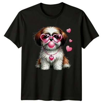 Shih Tzu Hund Herz Sonnenbrille Kaugummi Tiere Herren Tee Damen T-Shirt Grafik