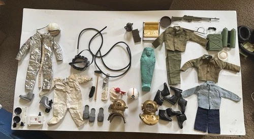 Vintage 1960s 70s 12" GI Joe Clothing/Parts & Accessories lot Of 40 Pieces!!