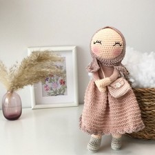Handmade Crochet Hijab Doll, Amigurumi Muslim Gift For Eid