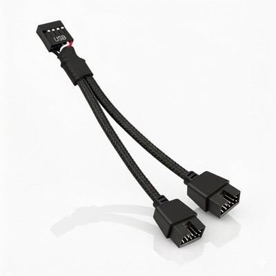 USB 2.0 9-Pin Header Splitter Kabel, Interne Hauptplatine USB 2.0 Verlängerung, Fe