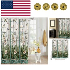 Waterproof Shower Curtain Stained Glass Meadow Flower Dragonfly Print Polyest...