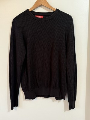 GUESS Los Angeles Men s Black Long Sleeve Textured Logo Shirt Size Large