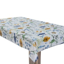 Laro Wachstuchtischdecke Meereswelt Blau PVC Eckig