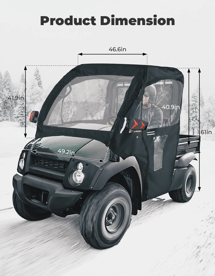 Cubierta de toldo UTV cabina cabina gabinete para Kawasaki Mule 600 610 2005-2016 4x4 XC Foto 2 de 4