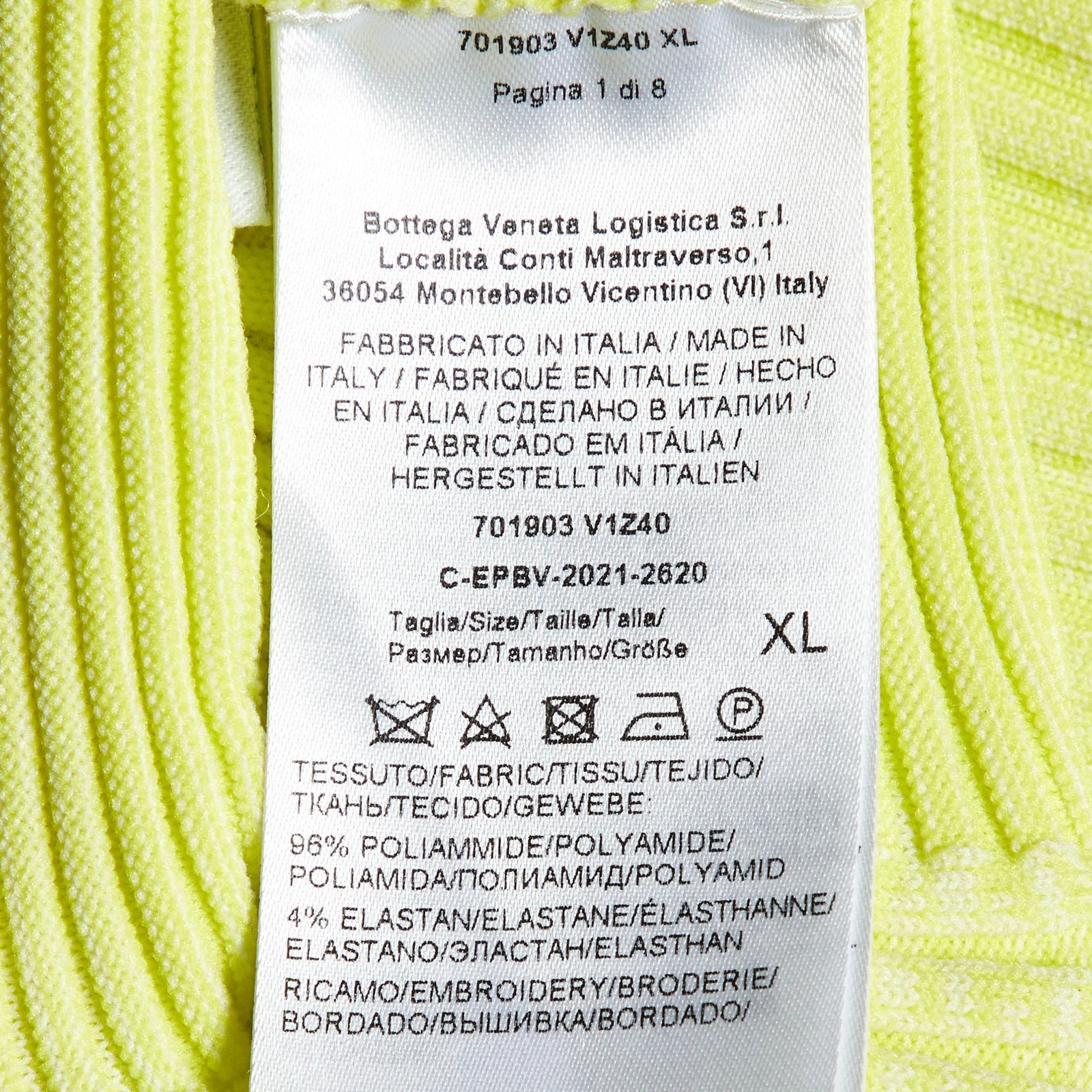 Abito midi Bottega Veneta giallo in maglia intreccio XL