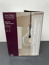 HD19565P Matte Black Hanging Pendant with Clear Glass Shade