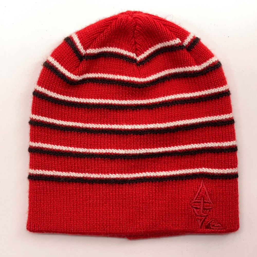 Quiksilver Red Wool Blend Knit Winter Cap Thin Black White L
