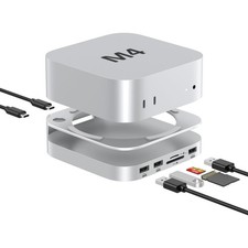 Compact Mac Mini M4 Dock: 9-in-1 Aluminum Hub with USB-A Card Readers