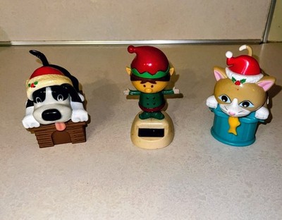 Solar Powered Christmas Decorations Novelties Elf, Dog, Cat Movement 