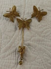 Vintage Miriam Haskell Butterfly Earrings Stickpin Gold tone Matte Unique design