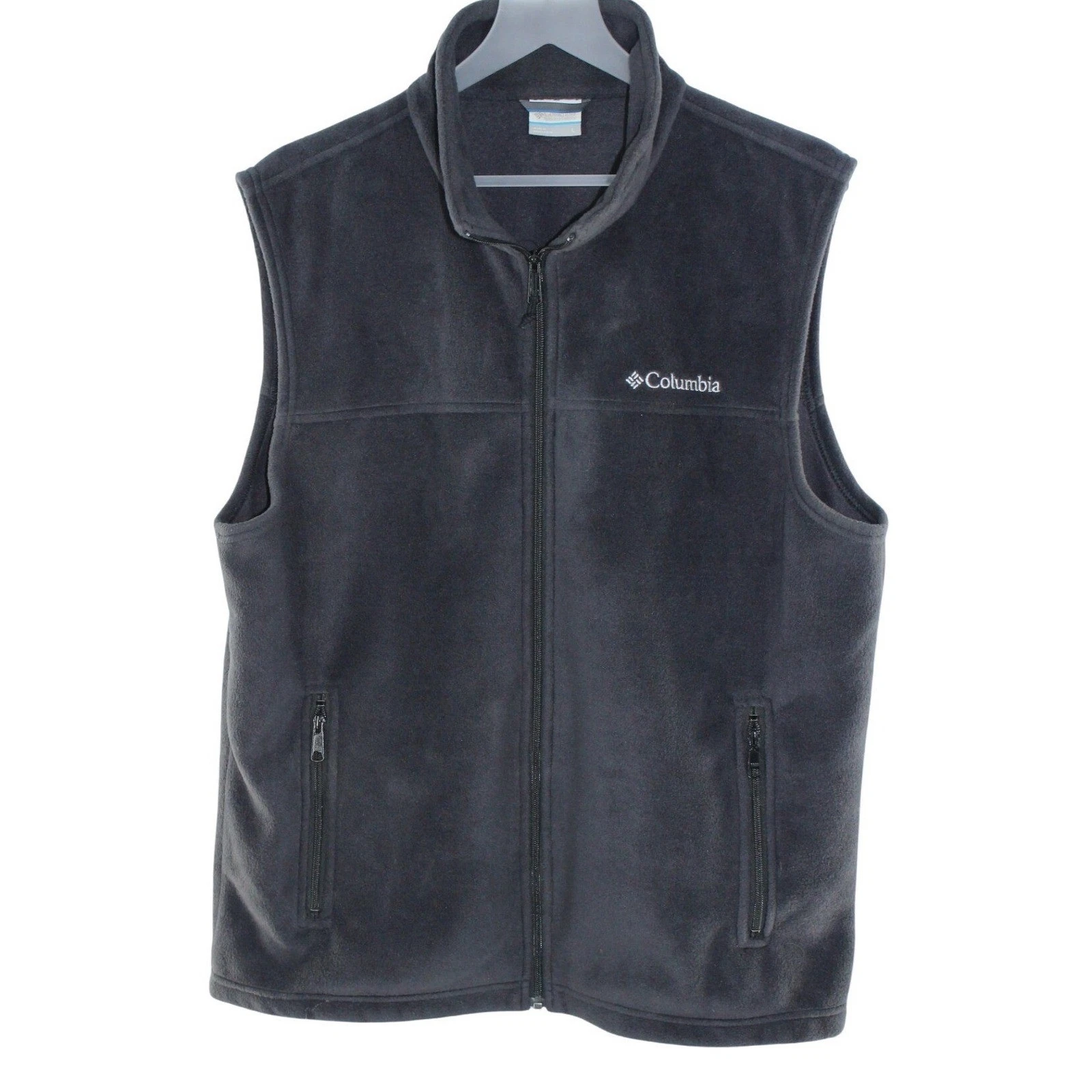 Columbia Steens Mountain Fleece Vest Mens Large Dark Grey FullZip Outdoor Hiking