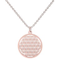Damen Halskette Mit AnhäNger Blume Des Lebens Edelstahl Kette Modekette Rosegold
