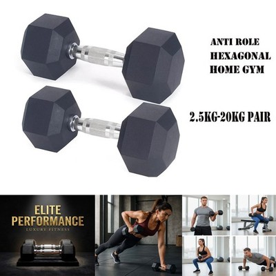 Hex Hanteln Set 2,5kg-20kg Paar Gummi ummantelt sechseckig Gewichtheben Fitnessstudio