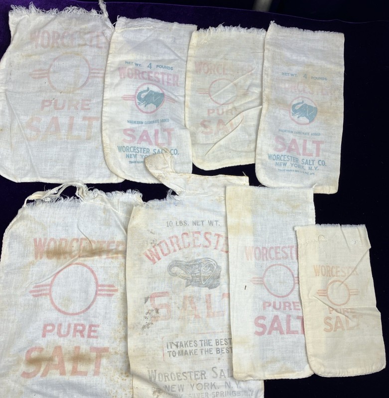 Vintage Antique Worchester Salt Sack Bags Feed 1900 1920s
