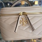 Tory Burch Quilted Leather Vanity Bag Off-White Chain Shoulder Rare Authentic