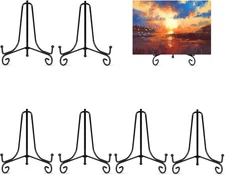 Vivinin 6 Pack Metal Plate and Picture Frame Stands - 5 Inch Display Black 