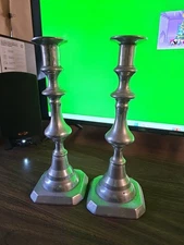 Vintage Pewter Candlestick Candleholder Pair