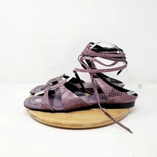 Nine West Sandals Womens 7.5 Purple Snake Print Roman Strappy 90s Y2K Shoes