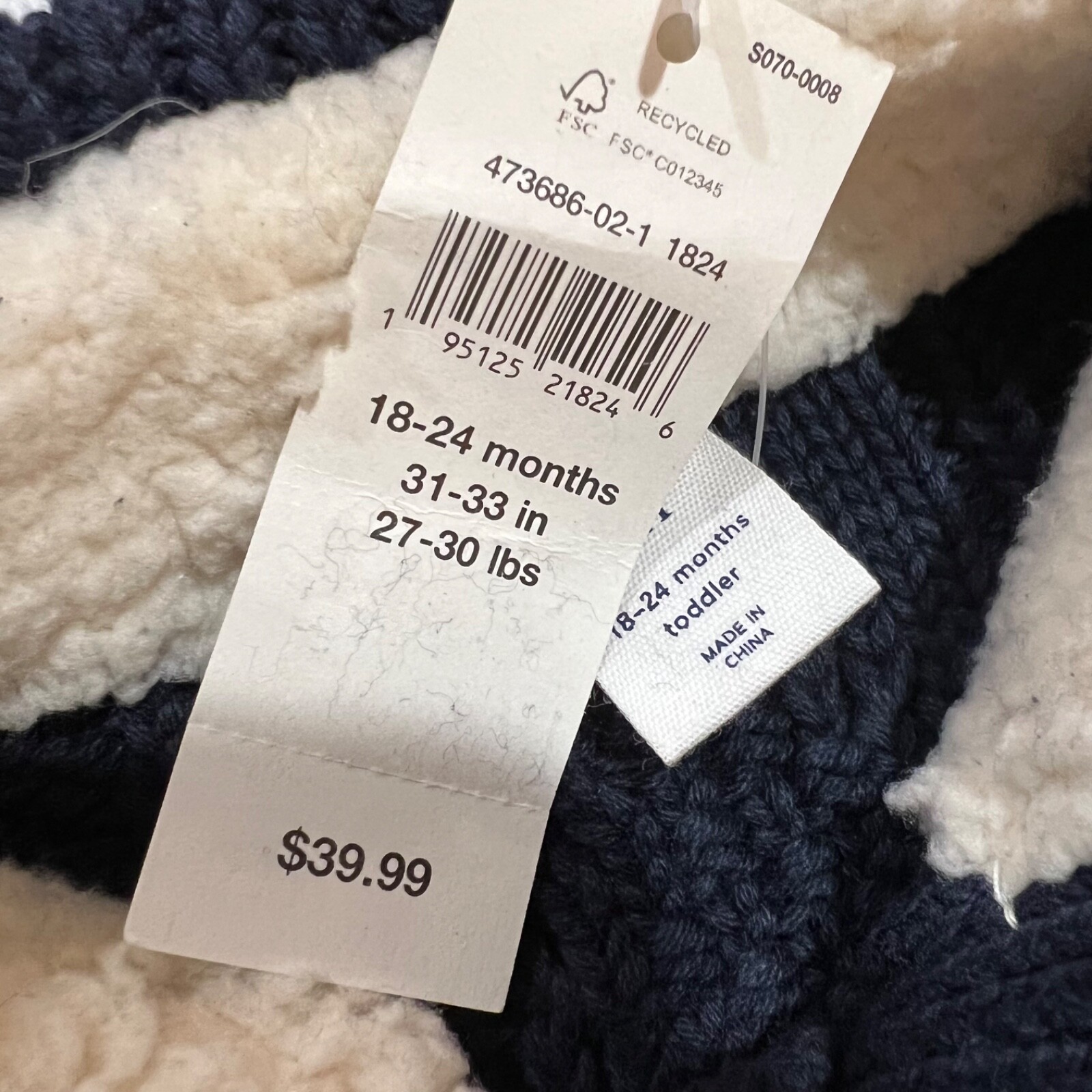 NWT GAP Baby Boy Pullover Sweater 1824M Blue Sherpa eBay