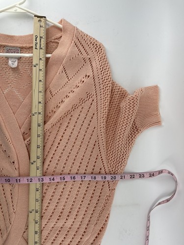 Canyon River Blues Vintage Knit Open Cardigan Sweater Womens Size L Large Pink - Picture 5 of 8