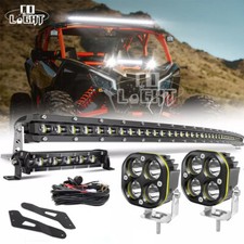 For Can-Am Maverick X3 Roof 50" Curved LED Light Bar Bracket+7"+4" Pods Wire Kit