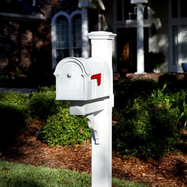 Postal Pro Manchester Steel and Aluminum White Post Mount Mailbox for