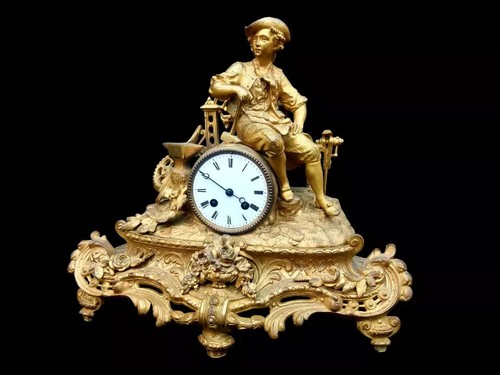 Antique Clock Bronze Signed Vincenti Bell Strike Napoleon III French Mantel - Picture 12 of 13