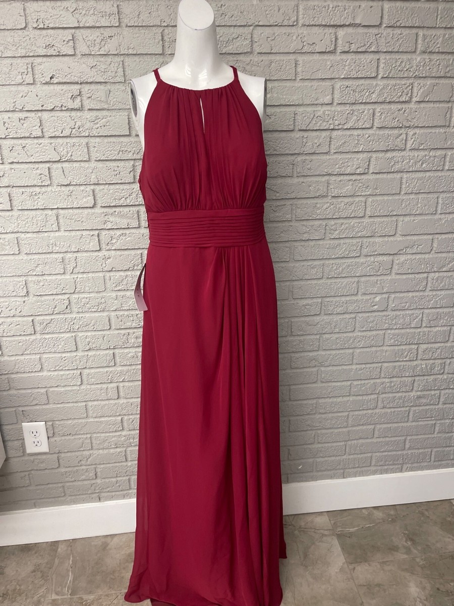 NWT Azazie Burgundy Bonnie Allure Halter Bridesmaid Dress Size 14