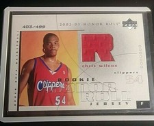 Chris Wilcox, 2002-03 UD Honor Roll #99 - Rookie Jersey card #d 403/499. rookie card picture