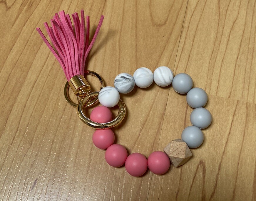 Pink Marble Gold Flared Security Card Holder Wallet Wrist Keychain-image