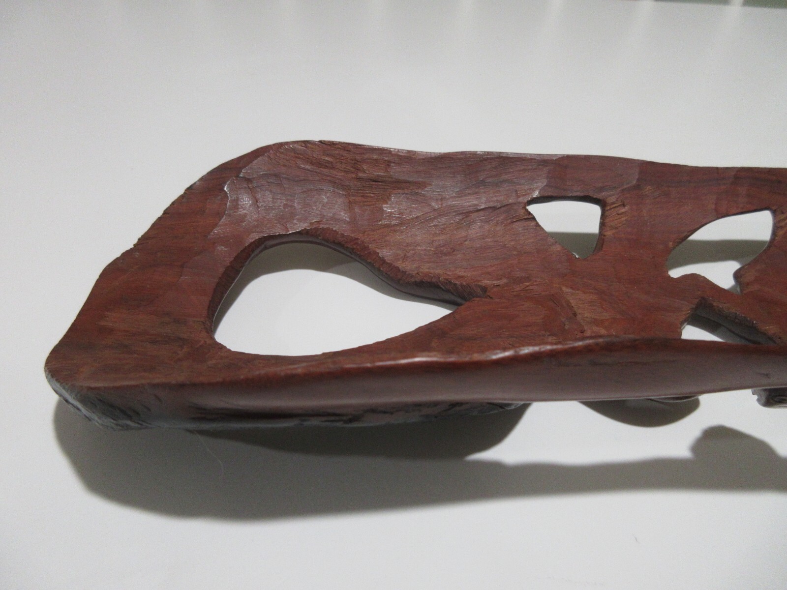 16" Hand Carved African Tribal Mask Ebony Wood Eagle Hunting Fish Snake Original