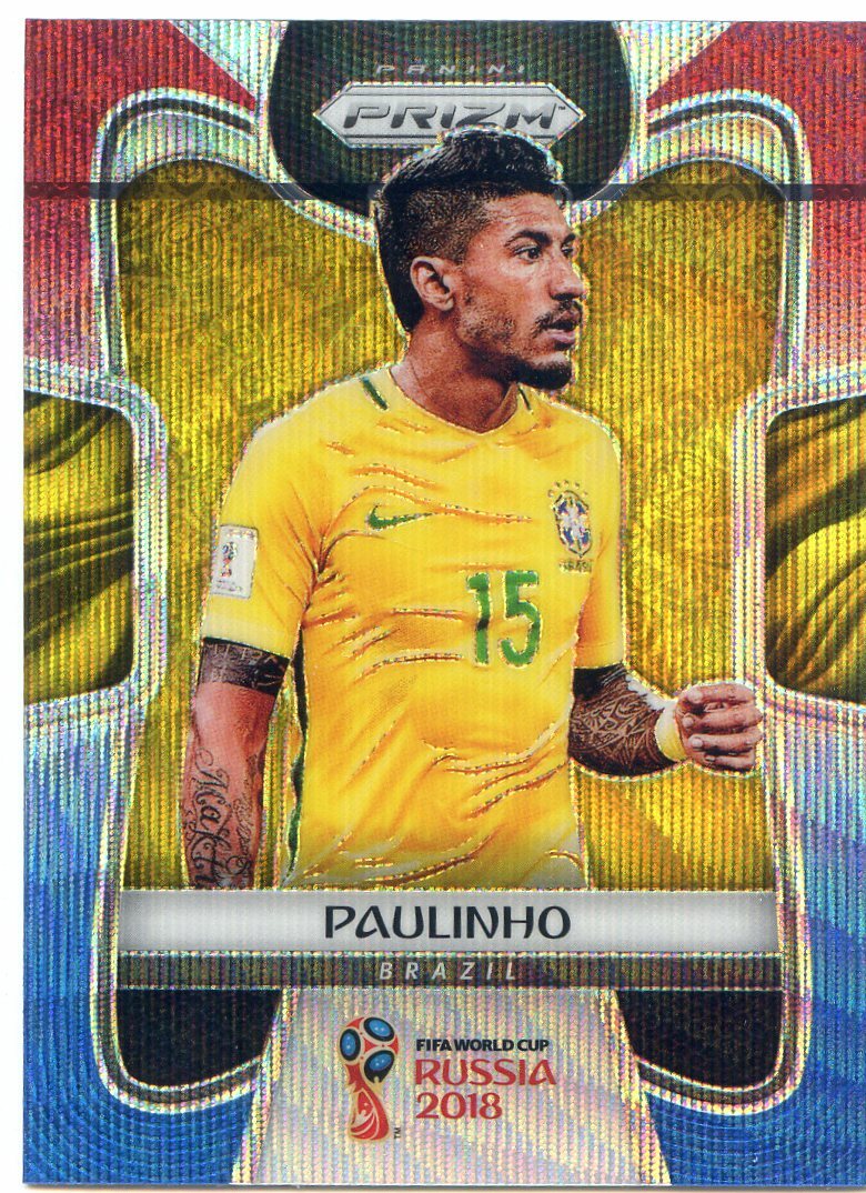 2018 PANINI PRIZM WORLD CUP RED BLUE WAVE PARALLEL PAULINHO BRAZIL NO. 29