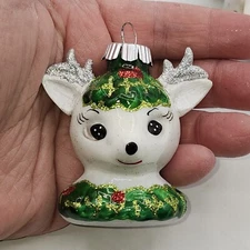 CHRISTOPHER RADKO SHINY BRITE REINDEER BLOWN GLASS ORNAMENT vintage